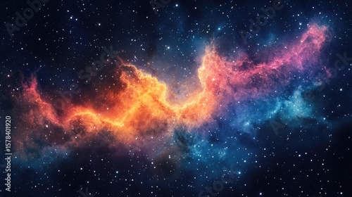 Vibrant Cosmic Watercolor Illustration with Colorful Space Background and Stars for Mystical Magic