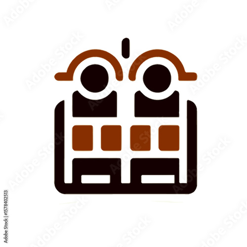 illustration with mirrored abstract shapes in brown and white tones