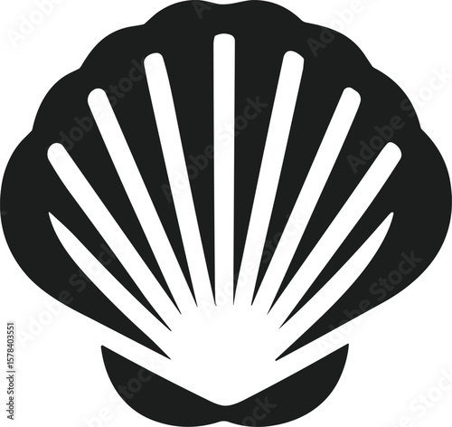 Scallop Shell Silhouette – Minimal Sea Shell Vector Illustration