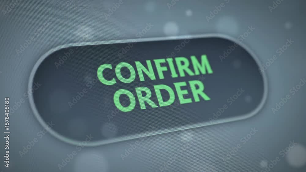 Clicking confirm order button on digital screen for purchase completion