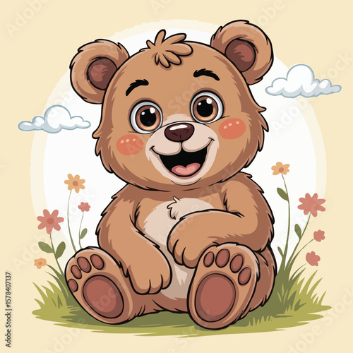 bear illustration design character posing happy