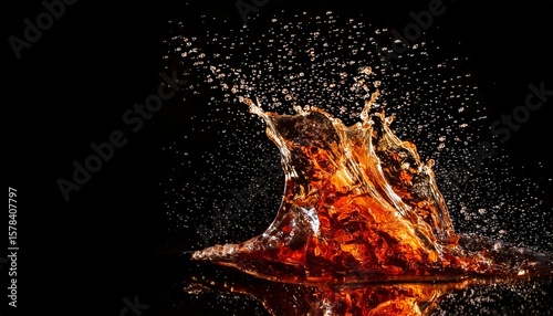 a cola random fluids splashing flow shape, shutter speed photography