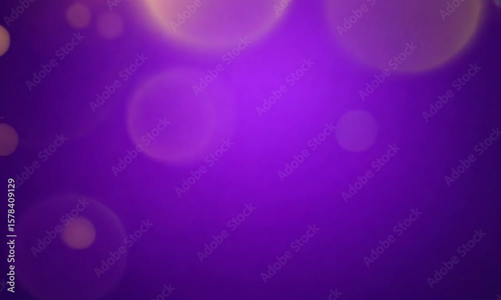 Soft yellow bokeh particles drifting over a glowing deep purple gradient background