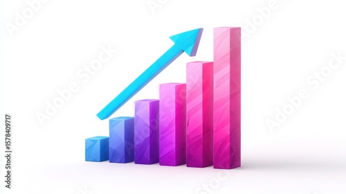 Free Download Abstract 3d bar chart with upward arrow showing growth and progress isolated on white background - GFXLoad