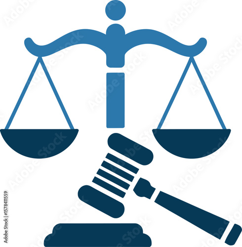 Justice law legal scales and gavel icon vector illustration concept for court system