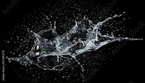 a transparent water splash swirls shapes micro speed photography