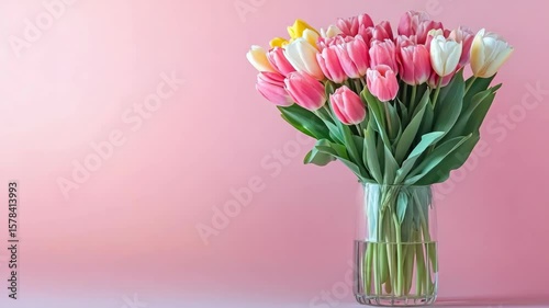 Wallpaper Mural Bunch of colorful tulips in a vase, symbolizing the arrival of spring and offering a cheerful decorative touch to any space. Torontodigital.ca
