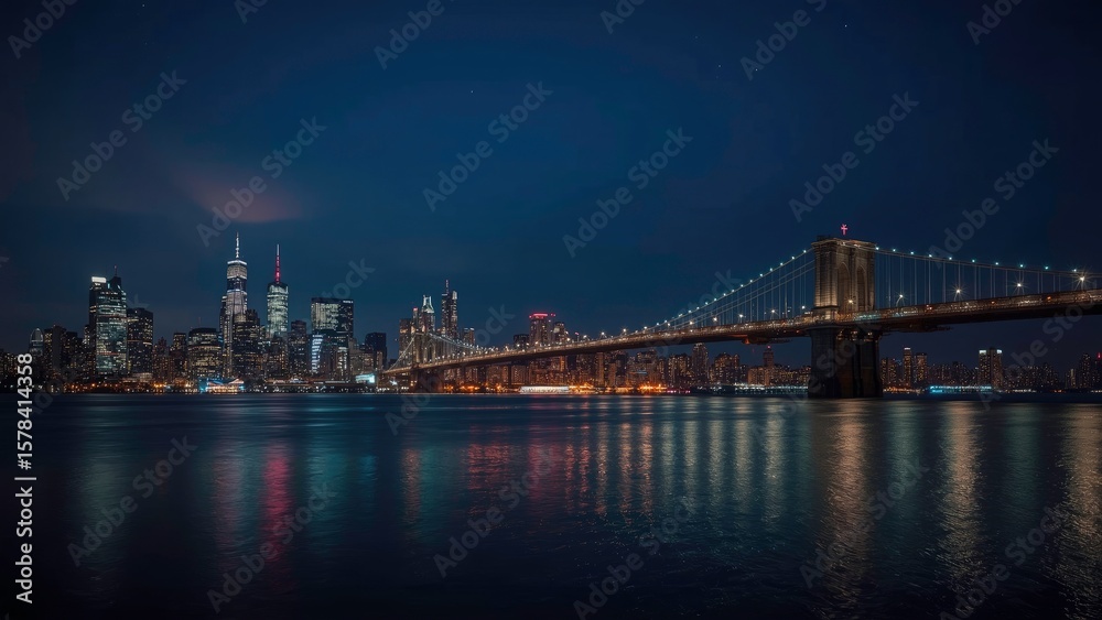 Naklejka premium brooklyn bridge at night