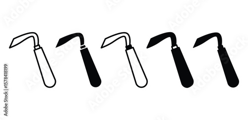 Simple Hoof Pick Icons Set Vector Illustrations Black and White Color 