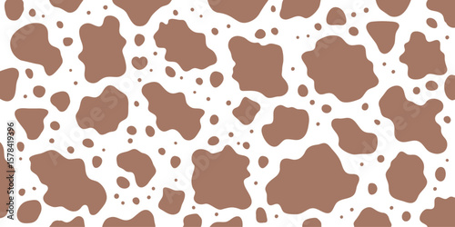 シームレスな茶色の牛柄模様の背景イラスト