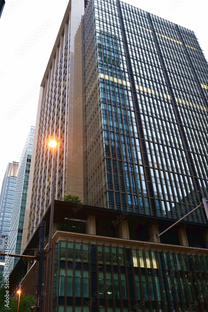 Obraz premium July 12, 2025. Chiyoda-ku, Tokyo, Japan.View of the Marunouchi area at night.