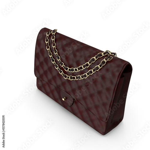 3d Luxury Brown Quilted Chain Bag Fashion Accessory Detail 3d , png