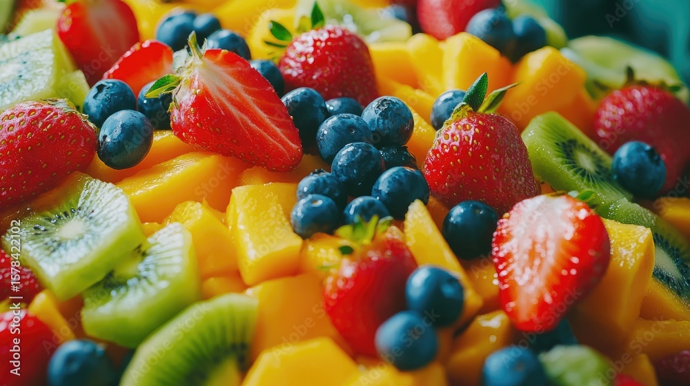 Colorful Mixed Fruit platter with Mango, Strawberry, Blueberry, Kiwi and Green Grape. Healthy food Colorful Mixed Fruit platter with Mango, Strawberry, Blueberry, Kiwi and Green Grape. Healthy food