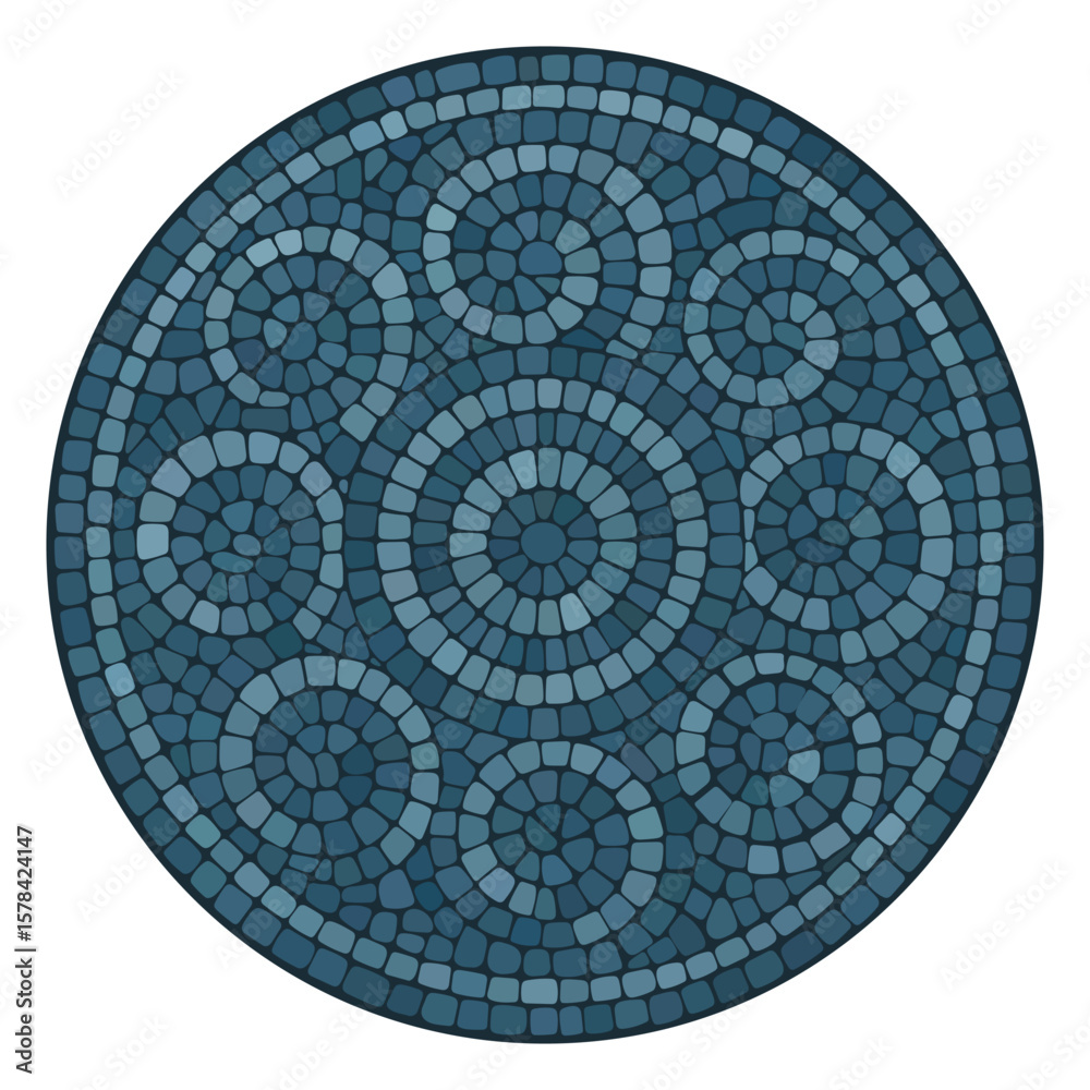 Fototapeta premium Ancient greece style mosaic mandala. Interweaving mosaic decorative element. Decorative antique stone ornament.