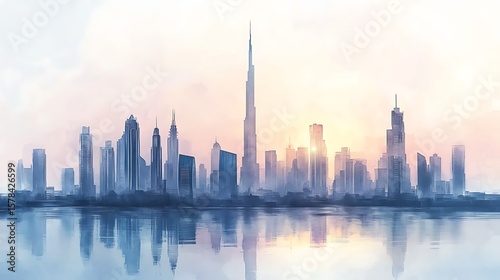 Sunrise cityscape panorama