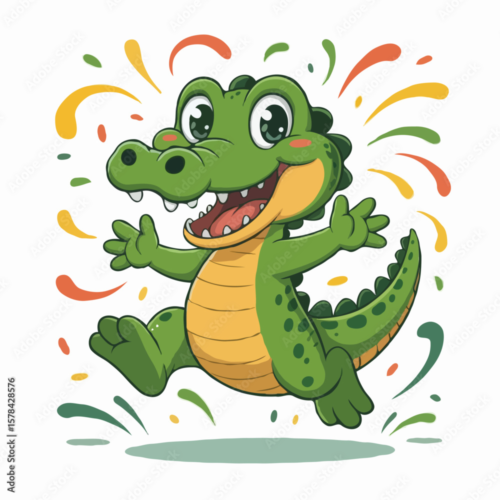 Obraz premium crocodile character design illustration happy