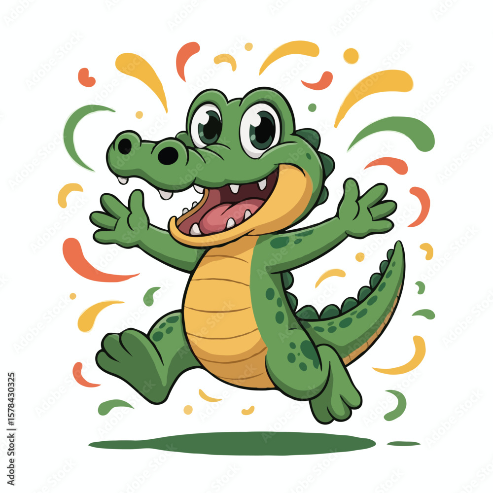 Fototapeta premium crocodile illustration character posing happy design