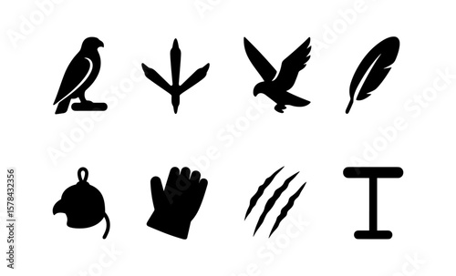 Bird and falconry silhouettes for nature and outdoor themed designs