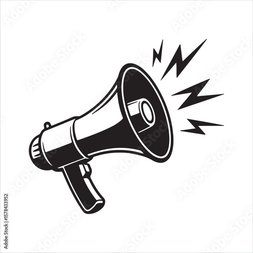 Megaphone Icon Vector – Loudspeaker Announcement Graphic on White Background