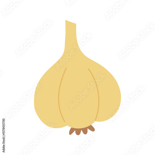 Minimal garlic bulb in soft yellow, ideal for culinary websites, spice labels, or organic farm-themed visuals promoting herbal health benefits.