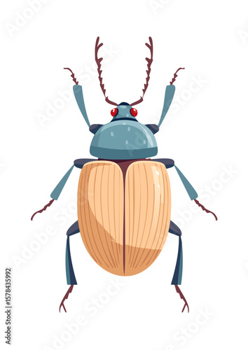 Flat Vector Illustration of a Longhorn Wood Beetle
