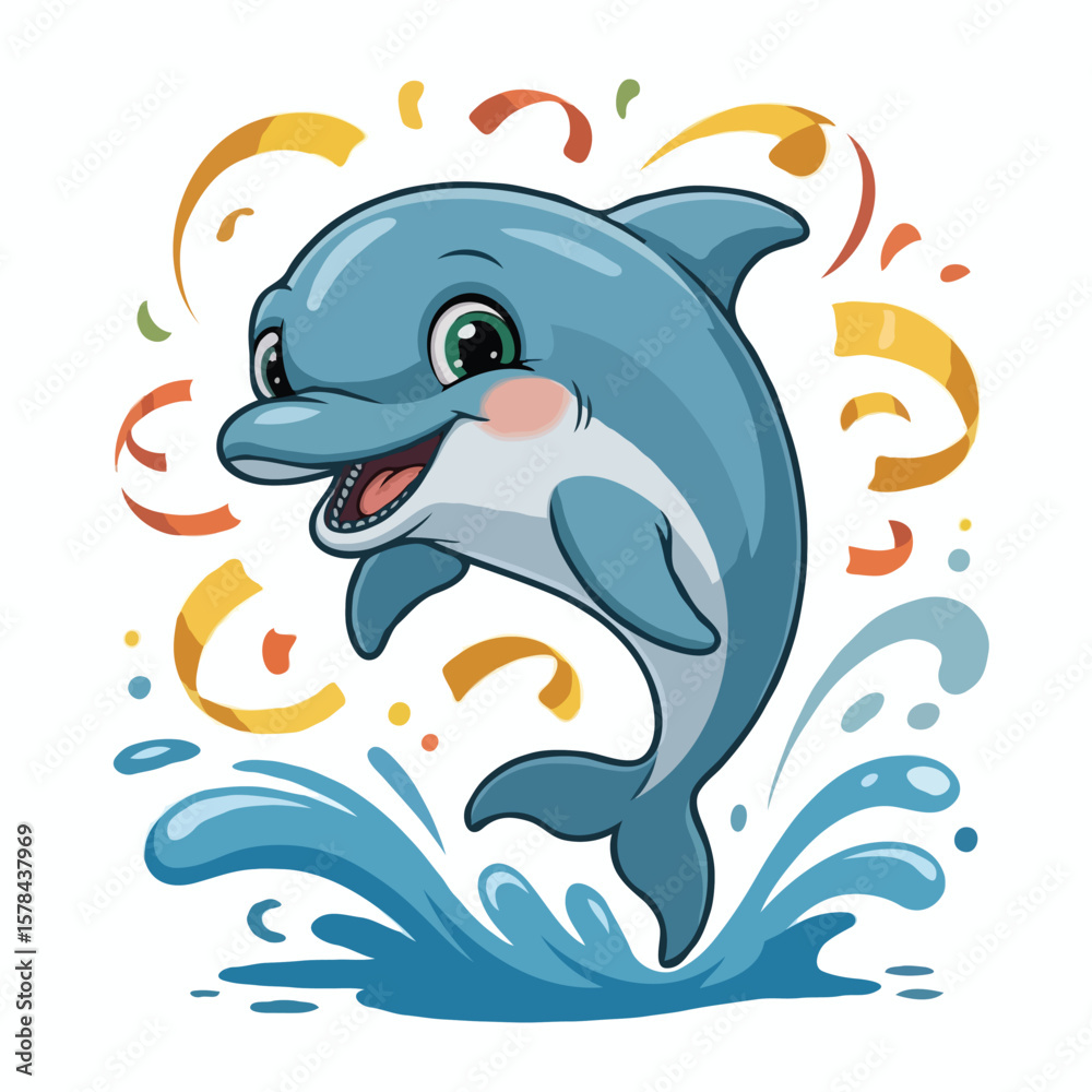 Obraz premium Dolphins illustration character posing happy