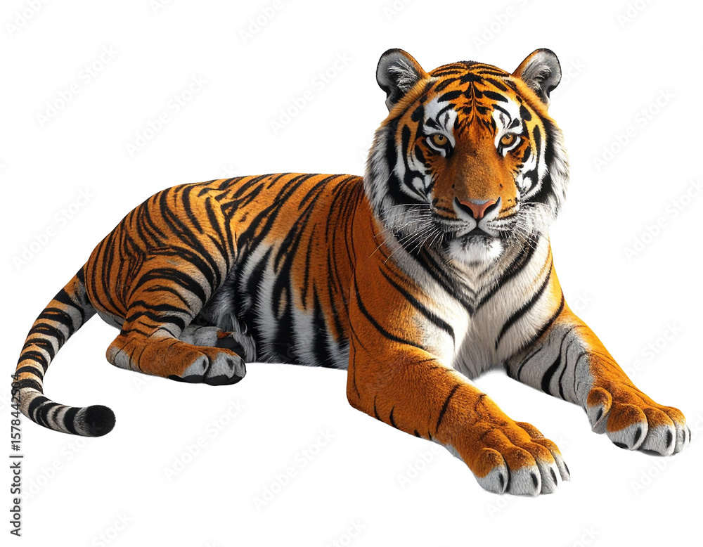 Obraz premium 3D tiger icon isolated on transparent background. PNG