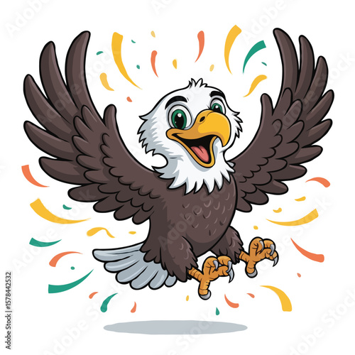 eagle character design posing happy illustration