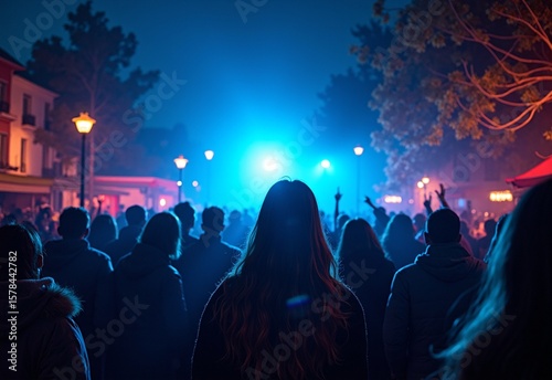 Celebrating Neighborhood block party with music during spotlighting