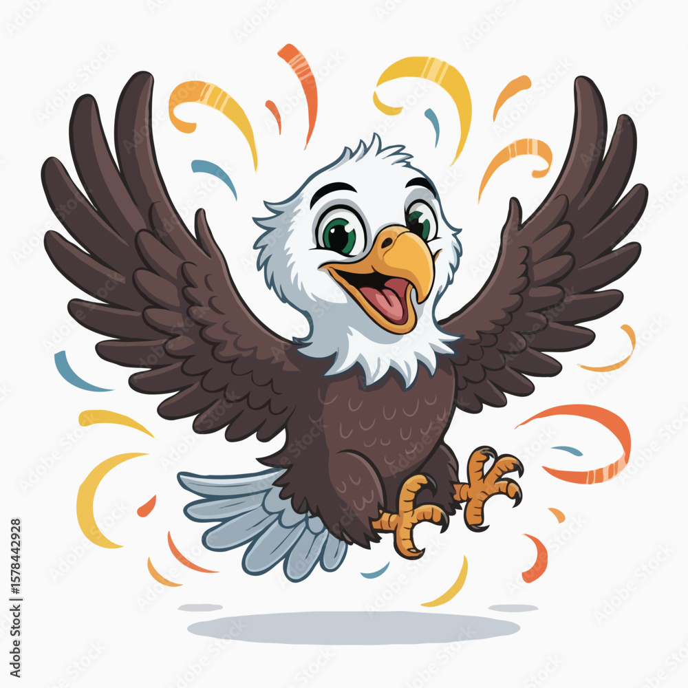 Obraz premium eagle design character posing happy illustration