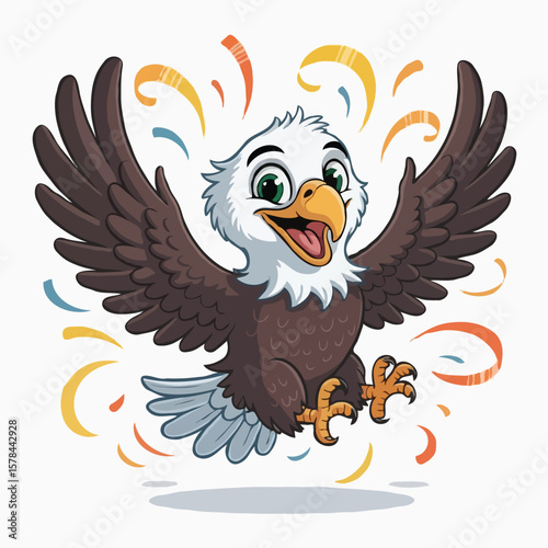 eagle design character posing happy illustration