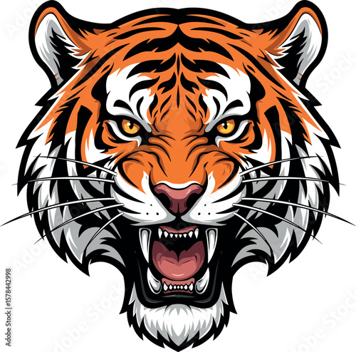 Tiger Head Mascot Vector Illustration.