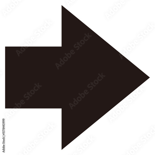 シンプルな短い矢印　黒　単体