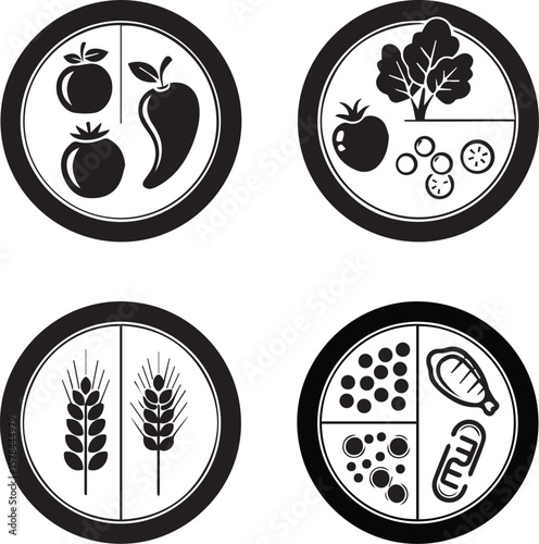 Healthy Diet Plate Vector Illustration | Nutrition, Balanced Meal & Wellness Concept