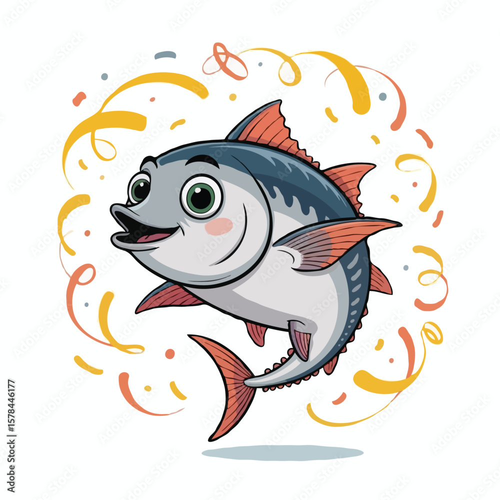 Fototapeta premium fish design character illustration posing happy