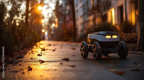 AI-powered delivery robot on a sidewalk
