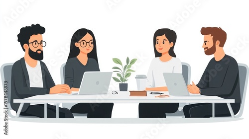 Office meeting illustration with team members