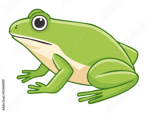Tree Frog Sitting Side View Flat Vector Illustration, Minimalist Design of Arboreal Frog for Wildlife, Nature, and Environmental Concepts on White Background