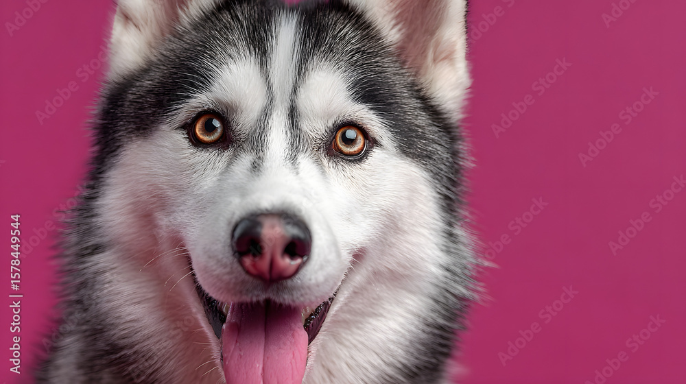 Obraz premium dog, husky, animal, pet, portrait, siberian, malamute, white, canine, breed, fur, wolf, puppy, alaskan, cute, isolated, snow, domestic, mammal, eyes, purebred, winter, blue, pets, siberian husky