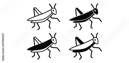 Locust Icons Set Simple Line Art Illustration Black And White Color Vector Design