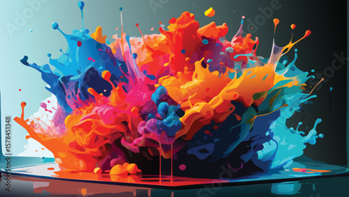 Explosive Burst of Vibrant Colors Abstract Liquid Splash