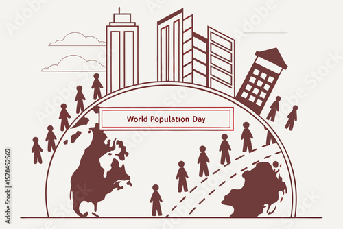 Flat vector of a large human crowd forming the shape of a symbol or object

