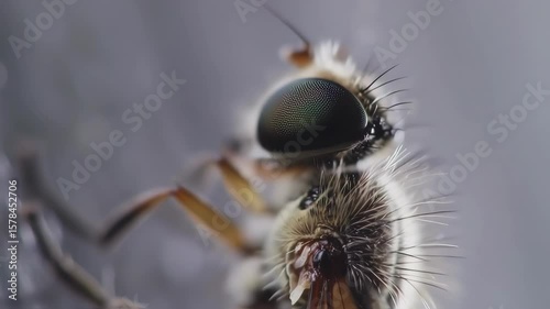 Closeup of a Hoverfly Sitting on a Surface with Detailed Macro Focus