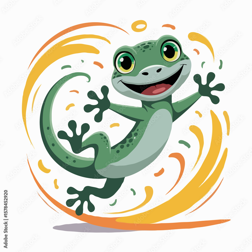 Obraz premium gecko design illustration character posing happy