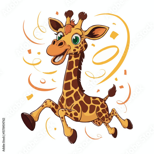 giraffe illustration character design posing happy