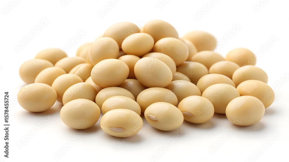 Soybeans whole plant protein legume isolated on white background for vegan diet cooking Soybeans whole plant protein legume isolated on white background for vegan diet cooking