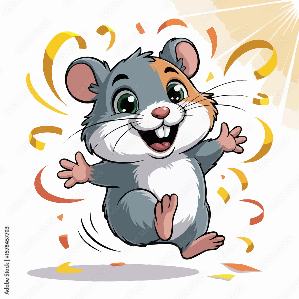 Obraz premium Hamster character design illustration posing happy