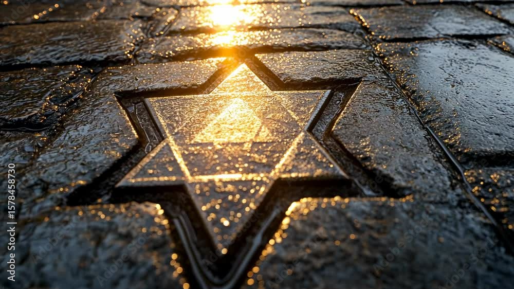Symbol of Remembrance: Close-Up of Star of David Carved into Stone