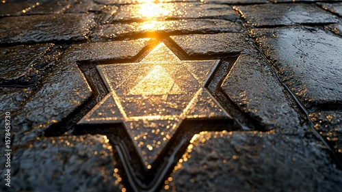 Symbol of Remembrance: Close-Up of Star of David Carved into Stone