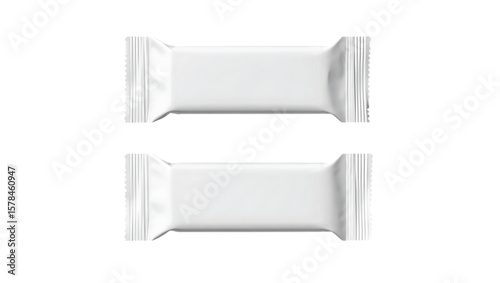 Two Blank White Rectangular Snack Bar Packages Isolated on White Background Product Packaging